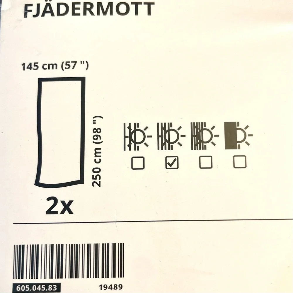 NEW IKEA FJADERMOTT GRAY WHITE WOVEN CURTAINS 57x98 - TWO PANELS
